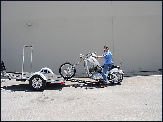 Step 2 of loading a Chopper-Style motorcycle with Tilt-A-Hitch! Step 2 | Loading Motorcycle | Tilt-A-Hitch